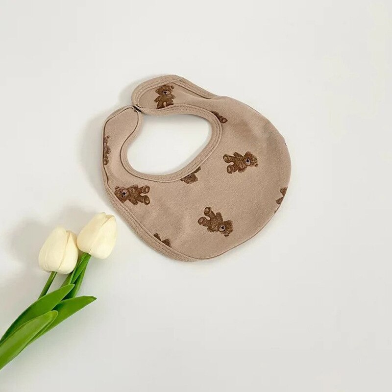 Herfst Baby Cartoon Gedrukt Slabbetjes Koreaanse Stijl Zuigelingen Katoen Speeksel Handdoek Baby Accessiories Infanrs Slabbetjes: dark pink