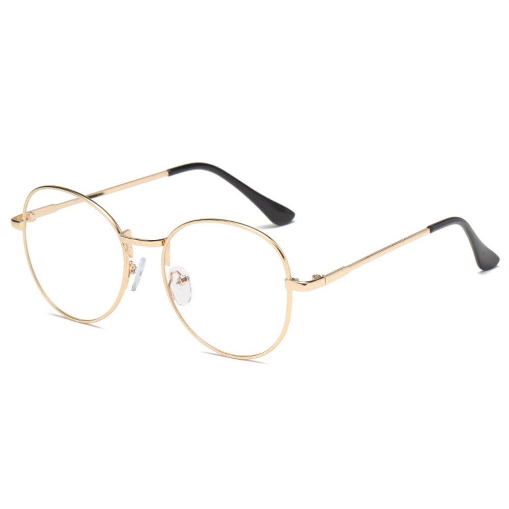 Klassiske vintage runde briller metal stråling briller anti blå lys briller super klare linse kvinder/mænd: Guld