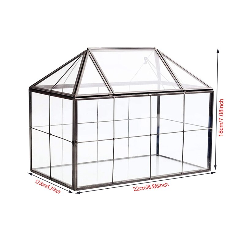 Glass Glass Terrarium Handmade House Shape Geometric Glass Container with Swing Lid Indoor Planter for Succulents