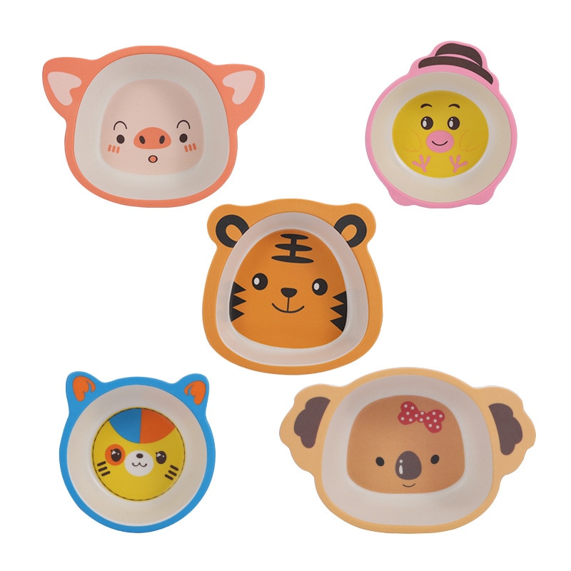 Cartoon Bamboo Fiber Baby Solid Food Bowl -Resistant Children's Cute Eating Bowl Kindergarten Bowls