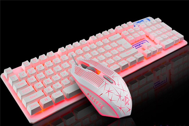 Klawiatura Gamingowa PC z Podświetleniem RGB - Mechaniczna, Przewodowa, 104 Klawisze, Multimedia: Biały
