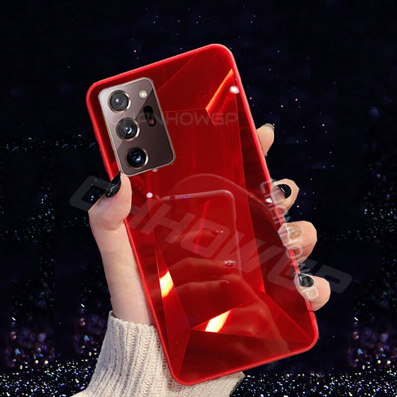 Do Samsung Galaxy Note 20 Ultra Case Glitter 3D pryzmat diamentowe lustro etui na telefony do Galaxy Note20 Note 20 miękka krawędź tylna okładka: Galaxy Note 20 / Czerwony