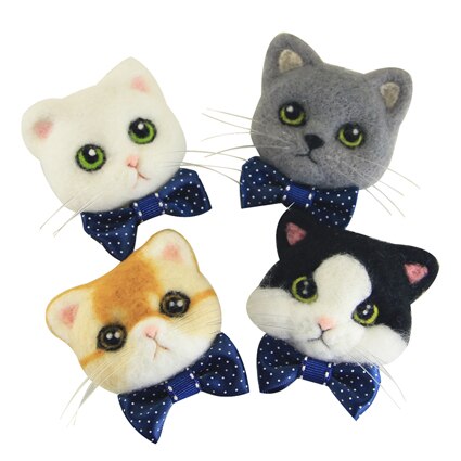 Muñeca de imitación de caricatura de la cabeza del gato, muñeco de lana de fieltro hecho a mano, materiales de fabricación de , herramientas suaves, no se decolora, exquisita y encantadora