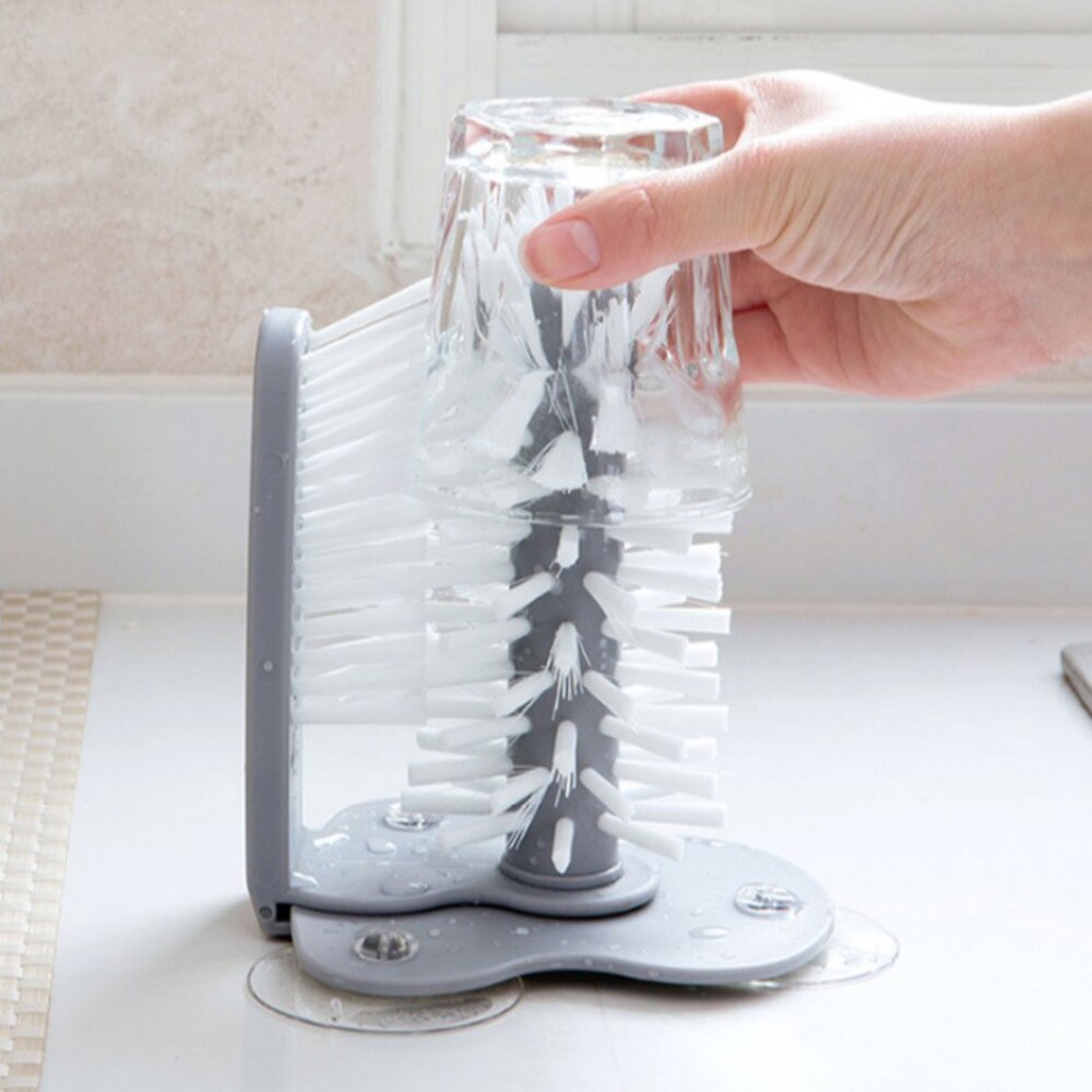 Glass Cleaner Bottles Brush Sink Stand Drink Water Cup Scrubber Mug Wine Suction Kitchen Bottle Cup Cleaner Brush