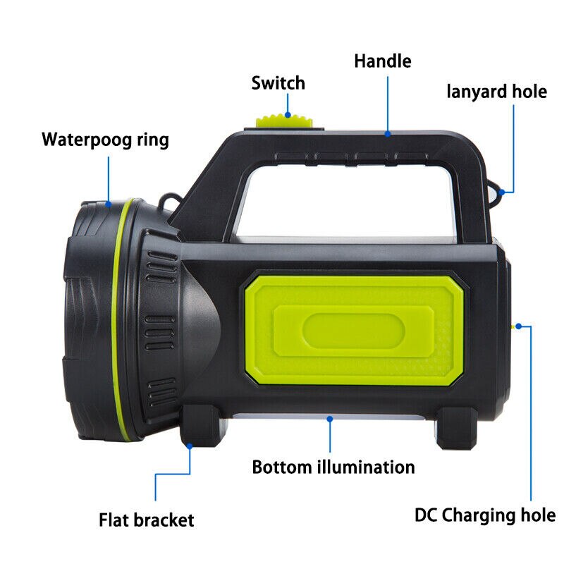 Super Powerful Rechargeable Spotlight Led Flashlight Handle Spotlight Ultra Long Standby Torch With Usb Output As A Power Bank