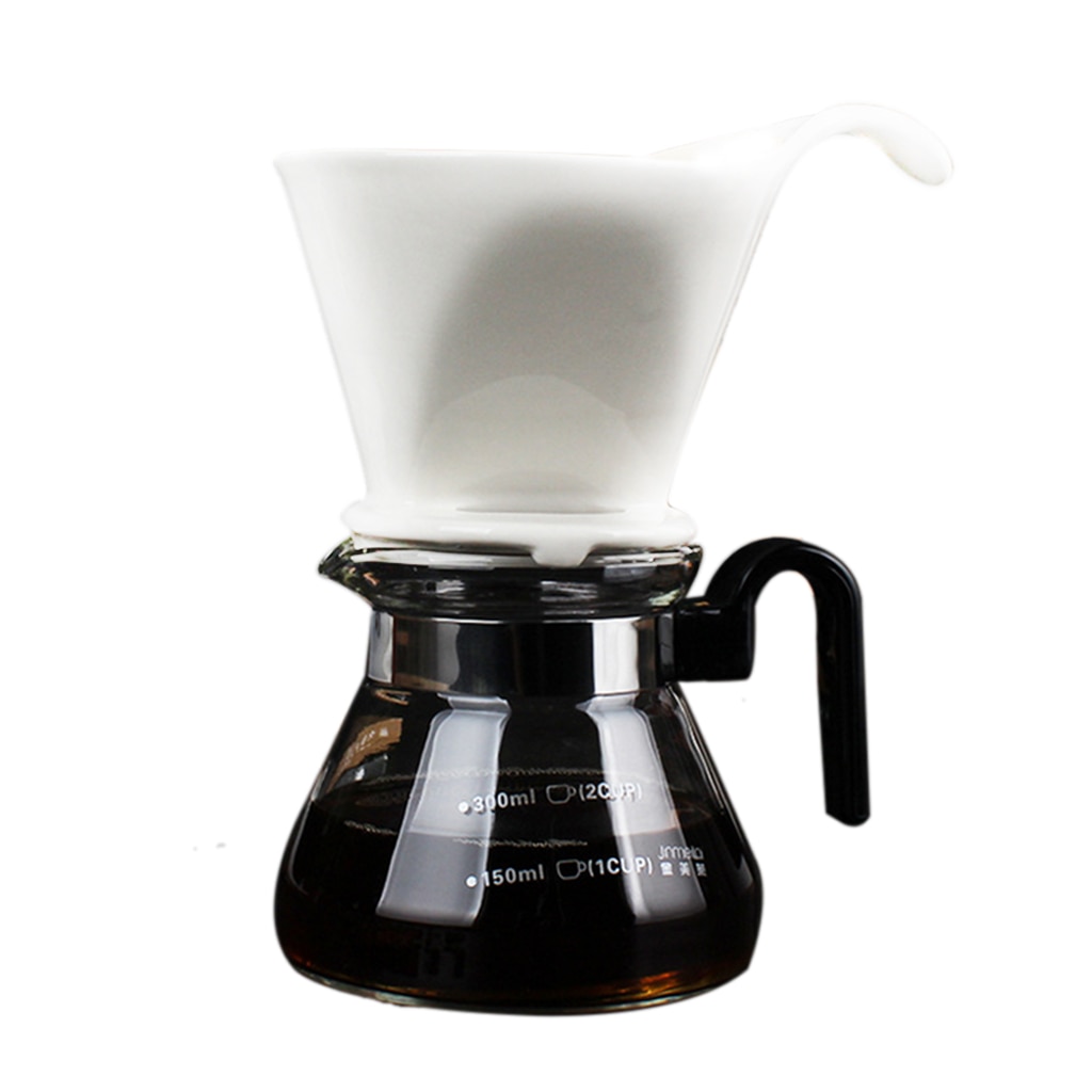 Giet Over Koffiezetapparaat Herbruikbare Glas Filter Koffie Druppelaar Met Koffie Scoop Set (400Ml/3-Cup)