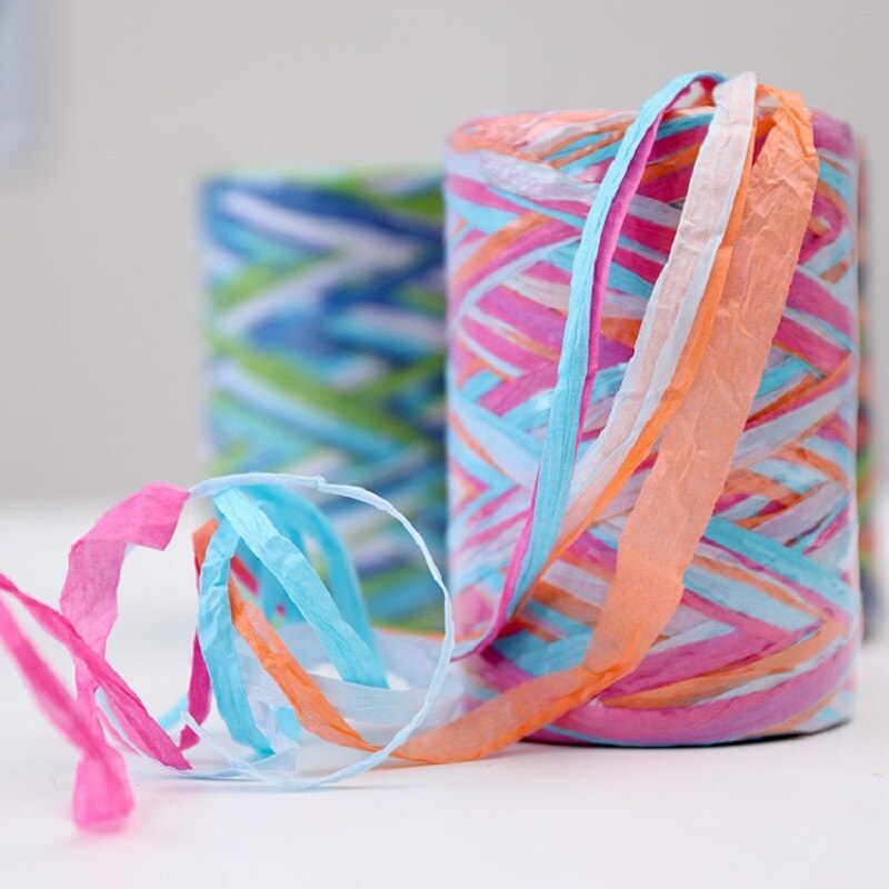 80Meter Colorful Natural Raffia Straw Yarn Ribbon For Wrapping Box Bouquet Decor Baking Box Packing Party Candy Rope