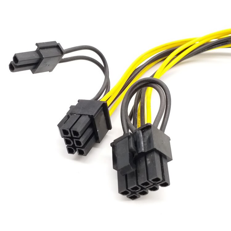 Câble d&#39;alimentation PCI-E PCIE 8P femelle à double 8 broches 6 + 2P mâle pour image GPU, carte vidéo, mineur, 18awg, 10 pièces