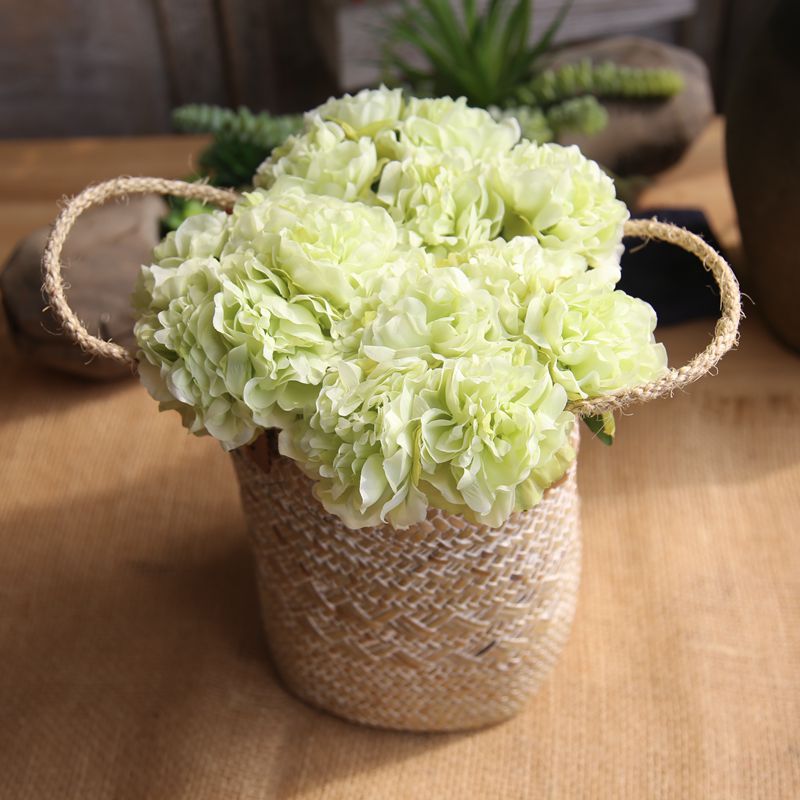 5 hoveder kunstige hortensia blomster silke pæon brudebuket blomsterarrangement til boligindretning bryllupsfest borddekoration