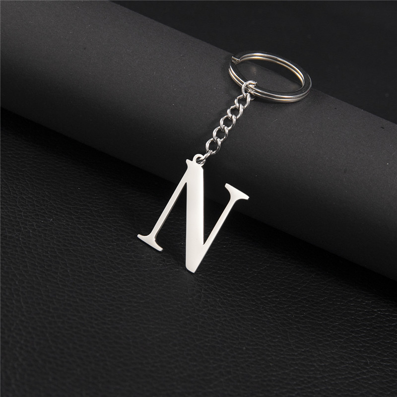 Punk diy az bokstäver nyckelring kvinnor metall initial hänge nyckelring ring för män trend 26 alfabet nyckelring väska tillbehör