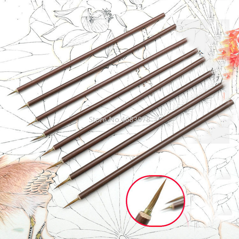 Juego de pinceles con cabeza de Metal para pintura, juego de pinceles finos para caligrafía china, pinceles para pintar, pinceles para pintura al óleo, 3 unids/set