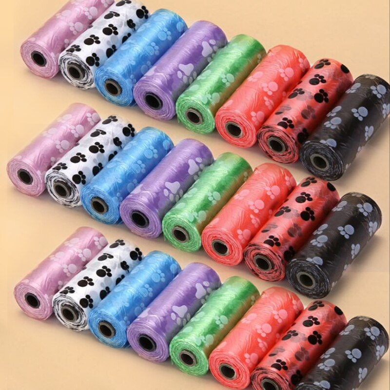 Bolsas de plástico Degradable para caca de perro y gato, para limpieza de residuos al aire libre, 50 y 100 rollos