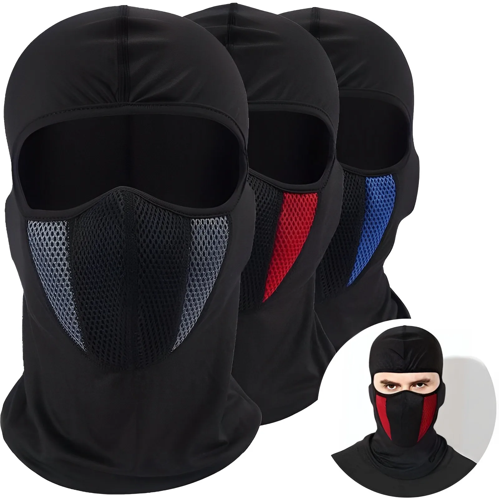 Atmungsaktive Sturmhaube Motorrad Vollgesichtsmasken Skullies Mütze Hut Motocross Motorradhelm Moto Reiten Hals Gesichtshaube Moto Maske