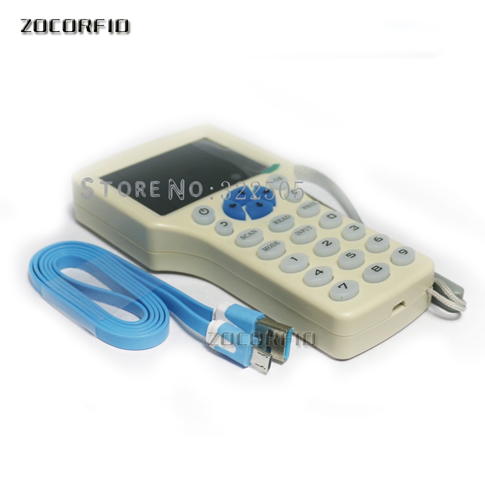 English 10 Frequency RFID Reader Writer Copier Duplicator IC/ID with USB Cable for 125Khz 13.56Mhz Cards LCD Screen Duplicator