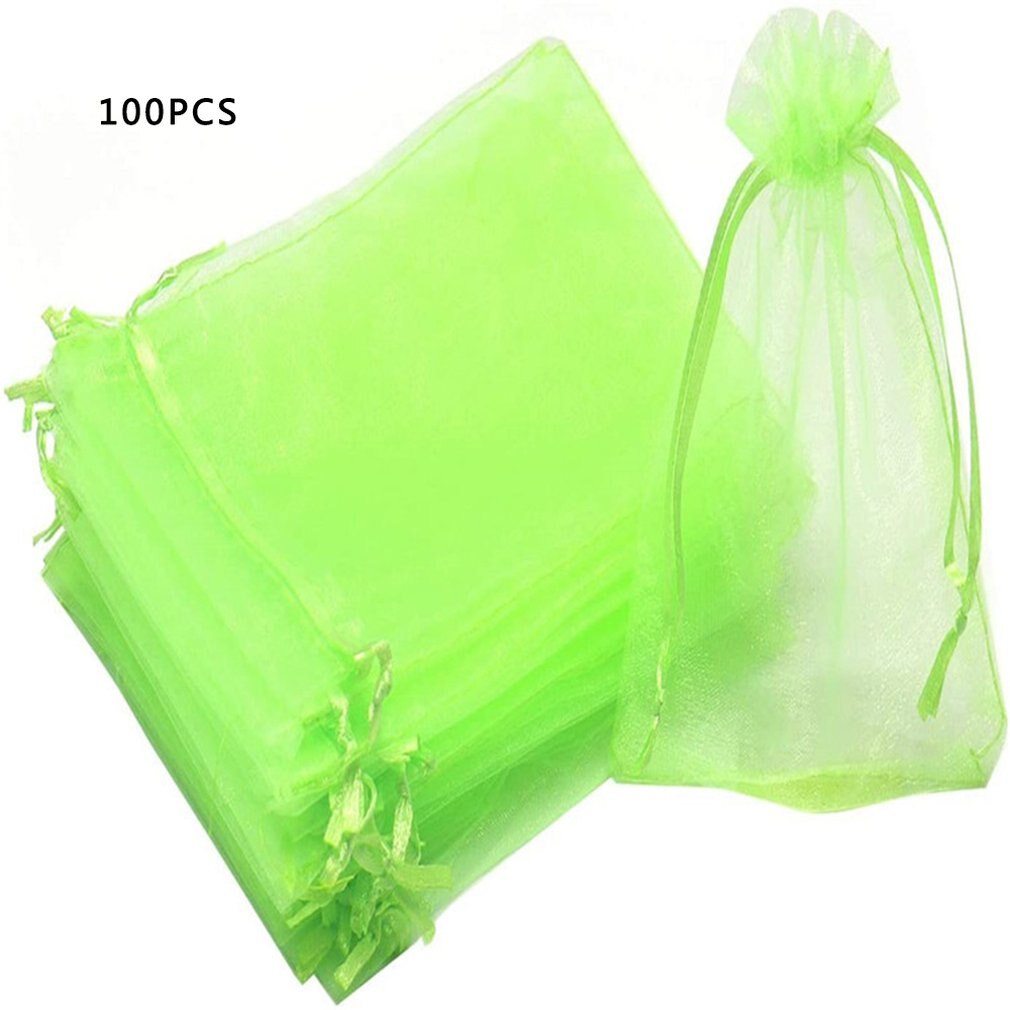 100pcs/lots 7x9cm Organza Kordelzug Taschen Schmuck Paket Taschen Garn Beutel Weihnachten/Hochzeit gefälligkeiten Und: green