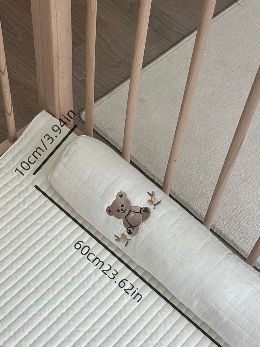 1 piece white embroidered cylindrical pillow children's pillow baby crib cushion bed surround universal for all seasons