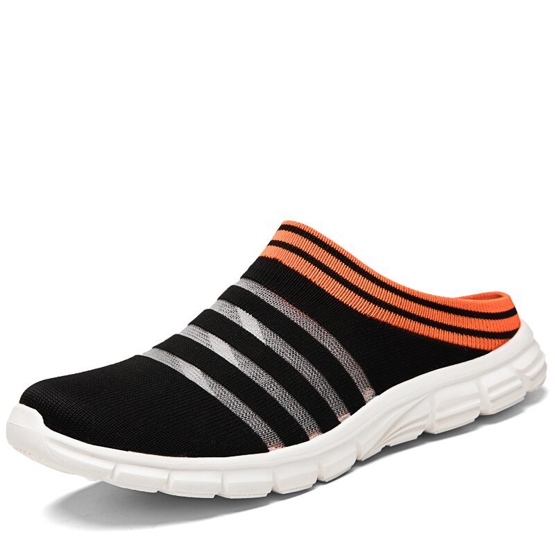 Chaussures d'été hommes sandales sans lacet plage pantoufles hommes baskets sabots hommes maille respirant Sandalias Zapatos Hombre taille 44: Orange / 44