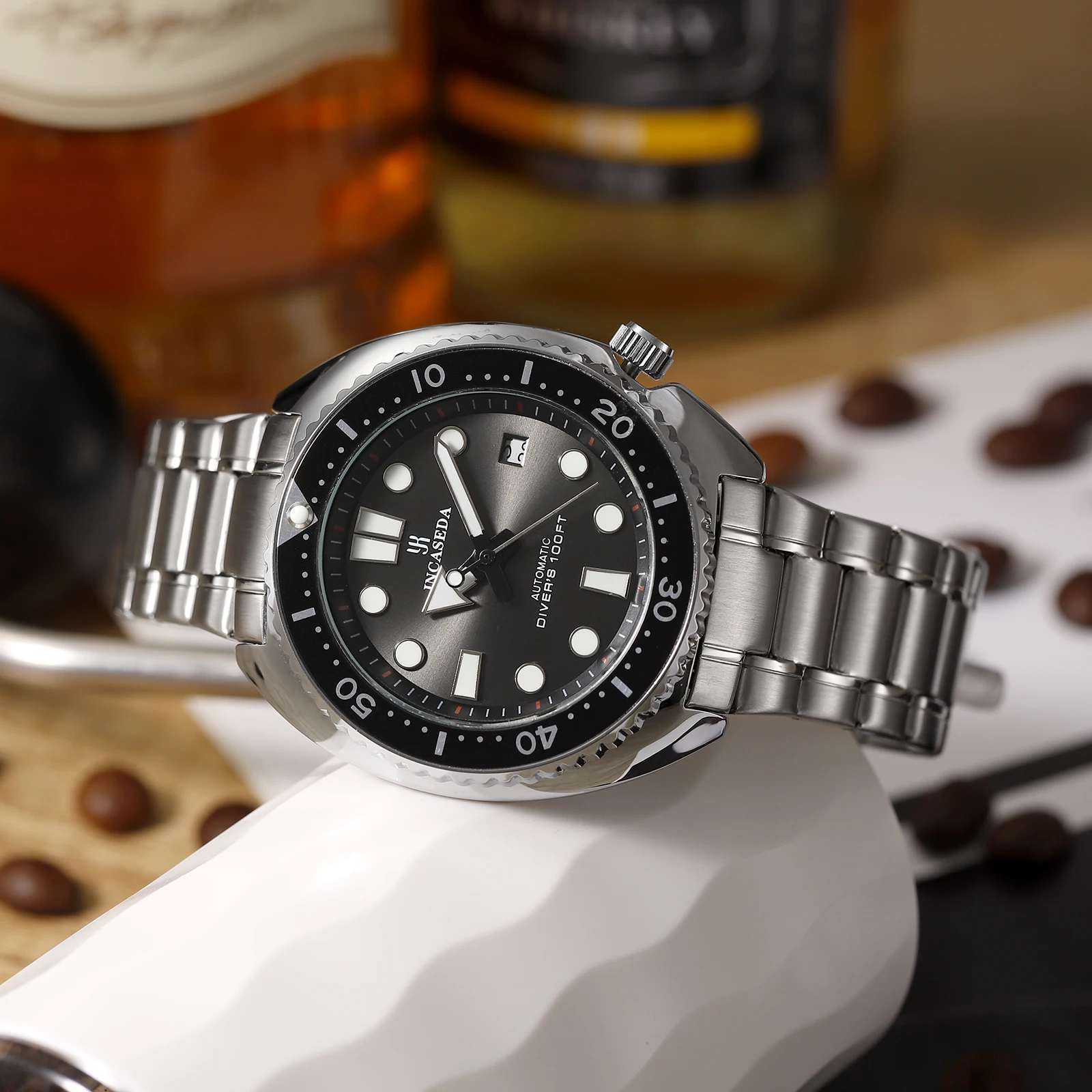 Nieuw INCASEDA topmerk luxe mode heren zakelijk horloge super lichtgevend automatisch mechanisch herenhorloge