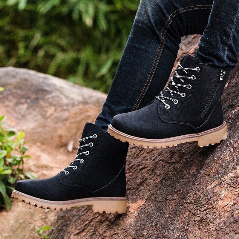 Audorci oben Winter Lässig Stiefeletten Jahrgang Stil Männlichen Motorrad Schuhe Größe 39-46