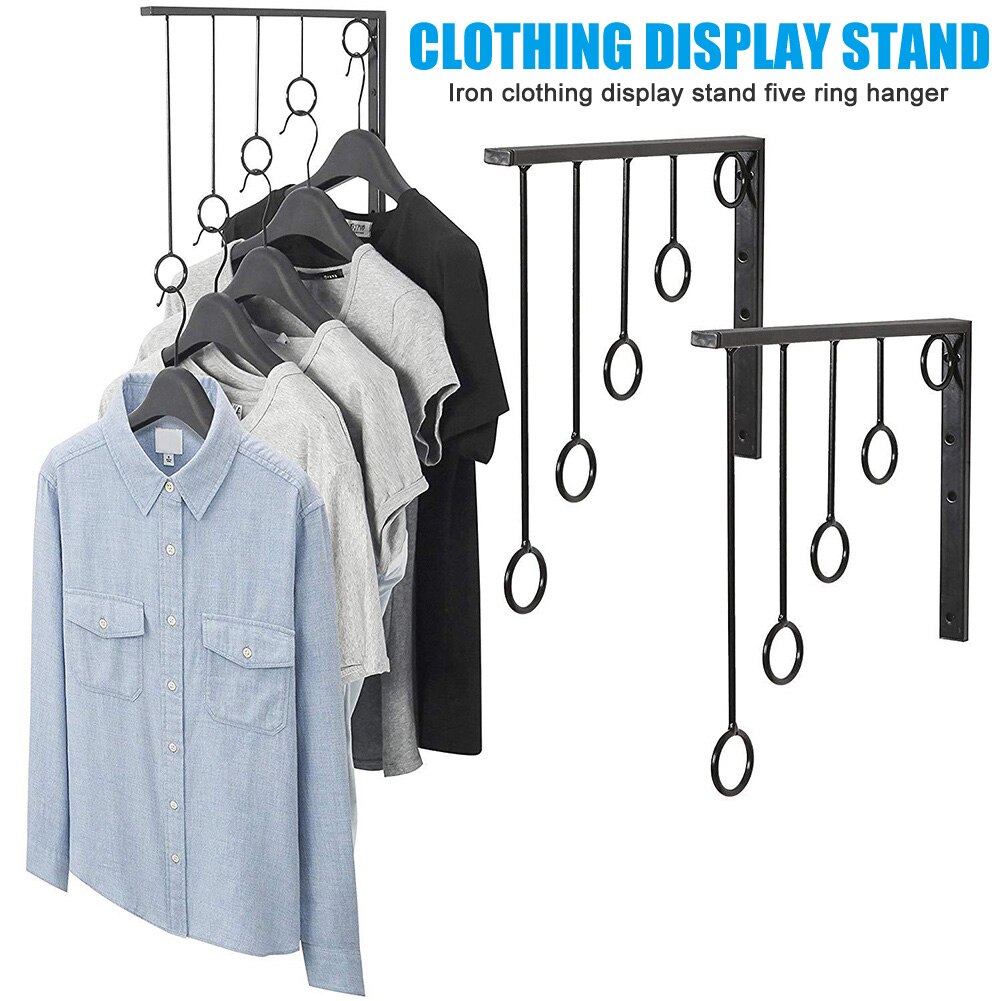 Wall Mounted Garment Racks 5 Ring Hanger Clothing Organizers Clothing Display Stand Tendedero Ropa Plegable вешалка для одежды
