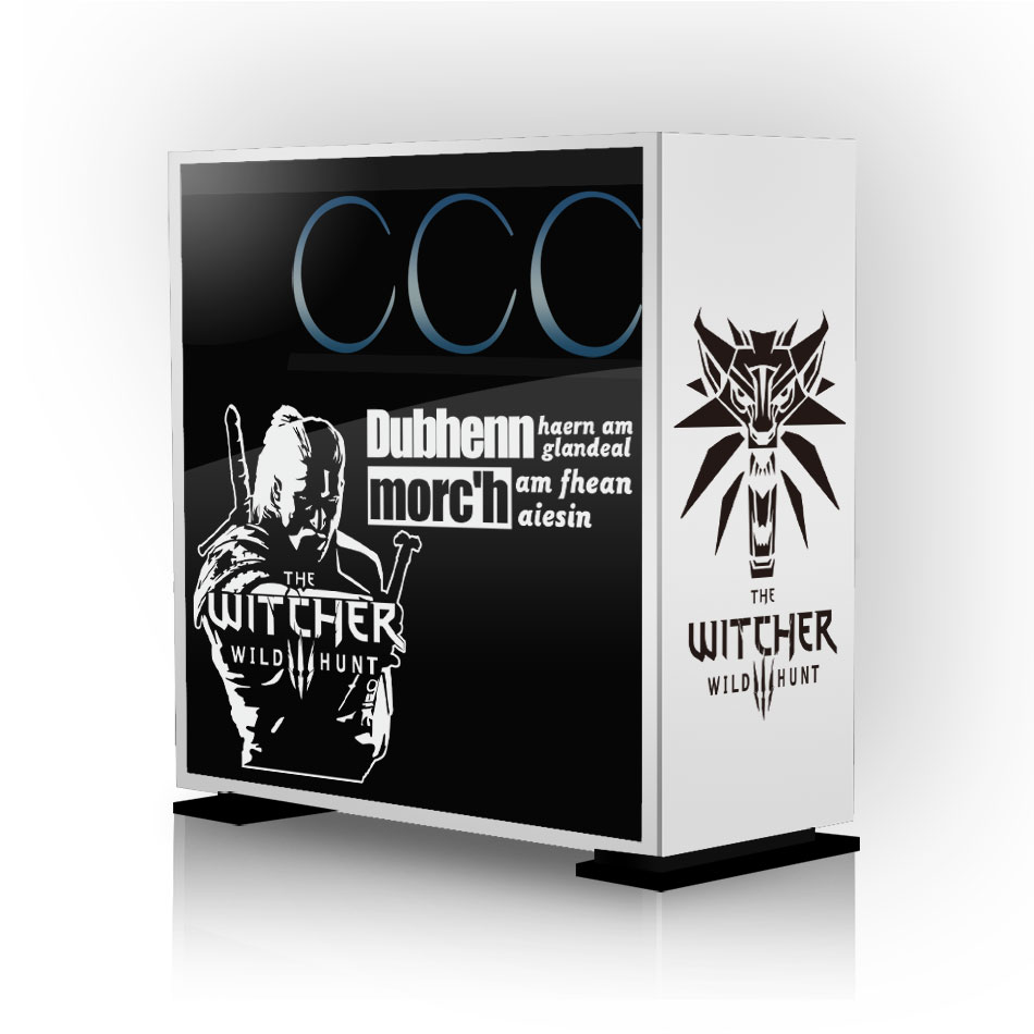 Gaming ATX PC Case Stickers Game Computer Decorative Waterproof Decal Removable Hollow Out Glass Sticker: Black and White