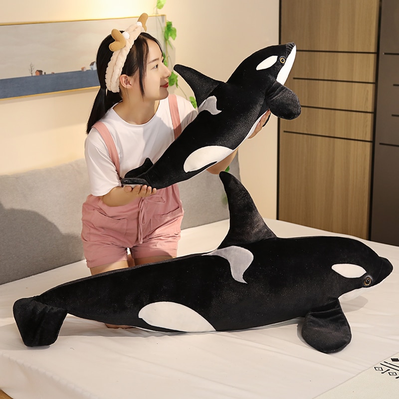 130CM big Killer whale doll pillow whale Orcinus orca black and white whale plush toy doll shark kids boys girls soft toys