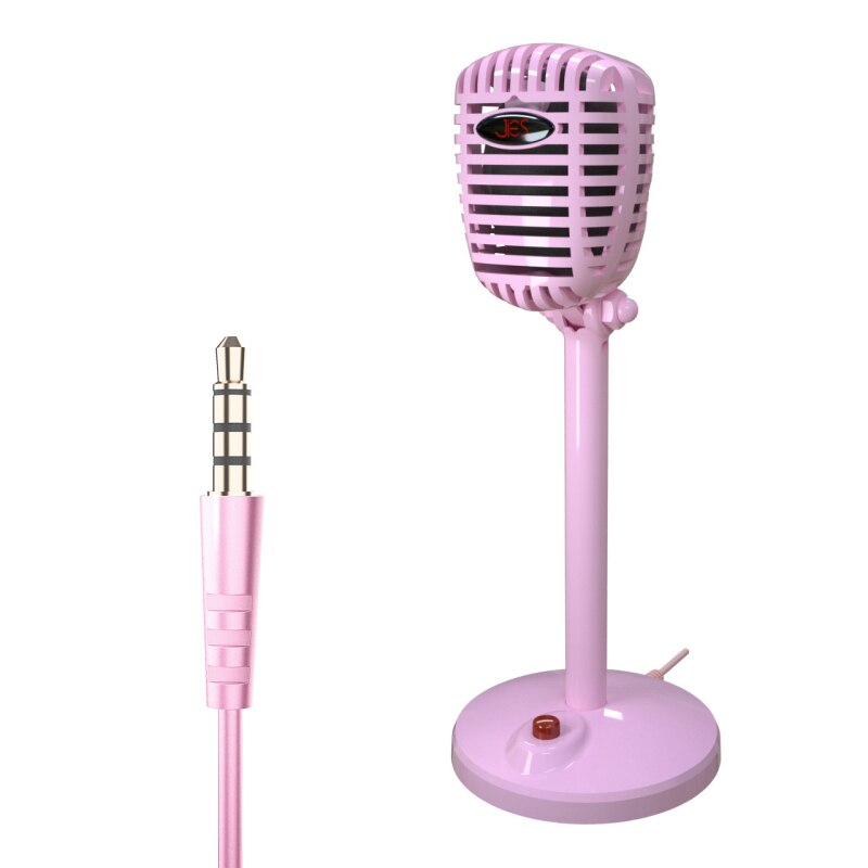 Condensator Microfoon Computer Usb-poort Studio Microfoon Voor Pc Geluidskaart Professionele Karaoke Microfoons Live Opname: 3.5mm pink