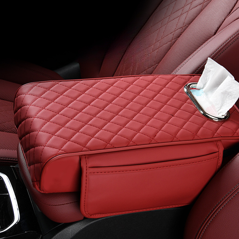 Auto-armsteun box pad verhoging universele pad Auto verhoging tissue opbergtas met zak Centrale kussensloop