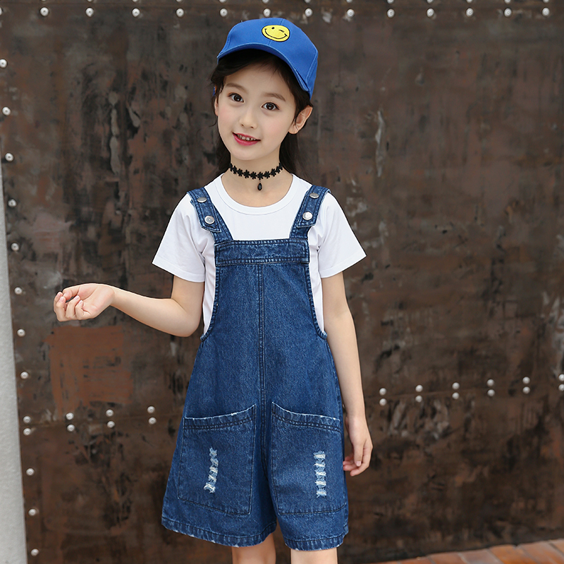 Monos vaqueros de verano para niña de 4 a 14 años, mono holgado para niño y adolescente, monos cortos con tirantes Vaqueros