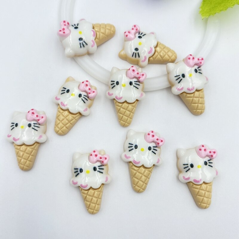 10 stuks/partij kawaii hars schattige mini ijsjes flatback cabochons voor haarstrikcentra diy scrapbooking decoratie  c25: Default Title