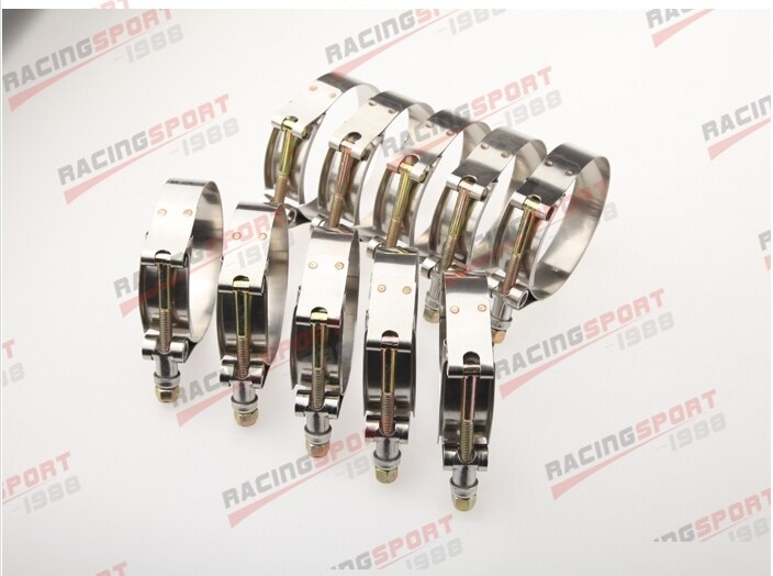 10pcs 2.5" inch Turbo Pipe Hose Coupler T-bolt Clamp Stainless Steel 67/75mm TCL-2.5