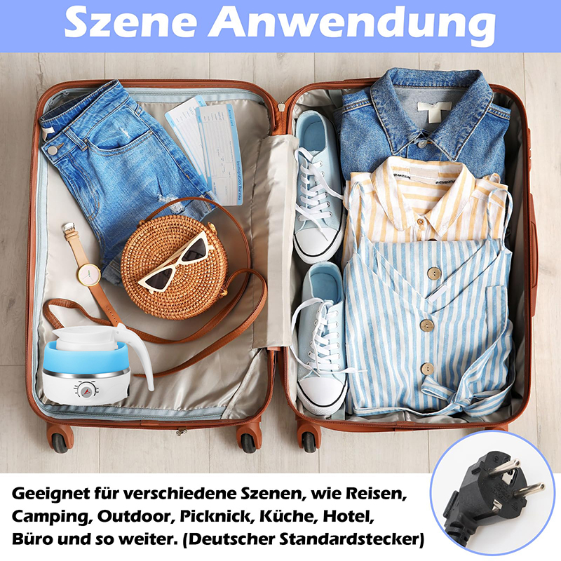 Bollitore elettrico pieghevole da viaggio, bollitore elettrico pieghevole da viaggio portatile Bollitore in silicone per uso alimentare Pieghevole Acqua bollente veloce