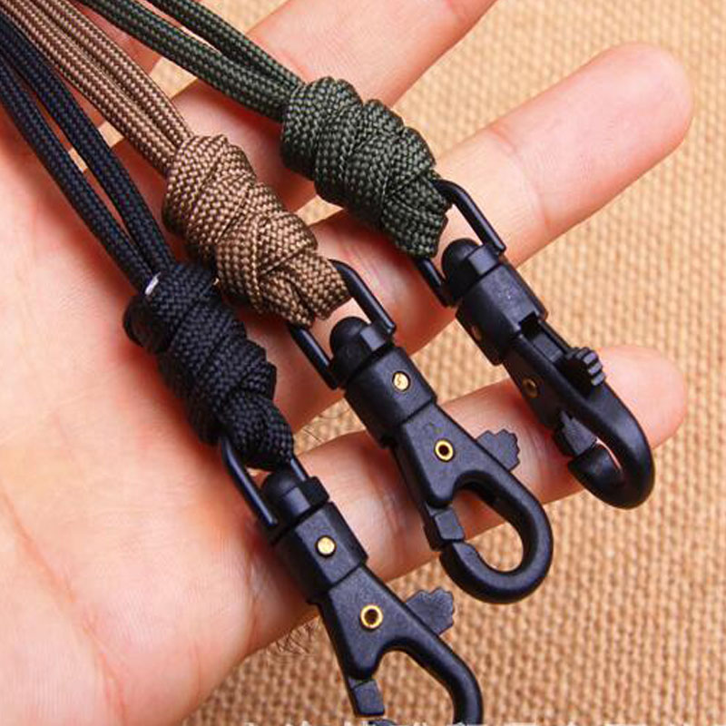 1pc håndlavede paracord lanyard nøglering til fløjter ledning nøgler id badge mobiltelefon klatring plastik klip hængende nakke reb lanyard