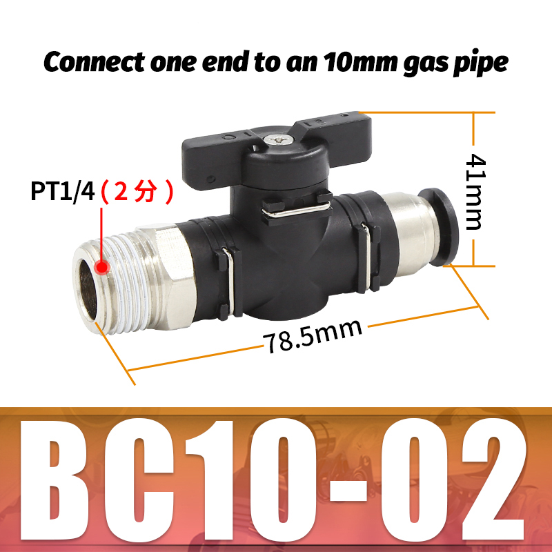 BC pneumatique raccord rapide filetage mâle 1/8 "1/4" 3/8 "1/2 "interrupteur de robinet à tournant sphérique tuyau en polyuréthane vanne manuelle débit vanne rotative manuelle: Kaki