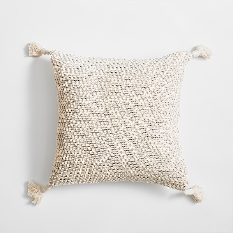 Enkel nordisk stil cusion cover med fire kvast ananas gitter bomuld pudebetræk til sofa dekoration pude pudebetræk: Beige