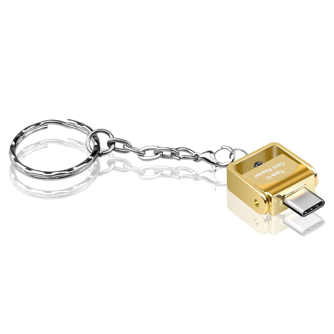 KEBIDU USB 3.1 Tipo C TF Micro SD Leitor de Cartão com chaveiro Para Samsung Galaxy S9 USB-C Leitor de Cartão de Memória adaptador: gold