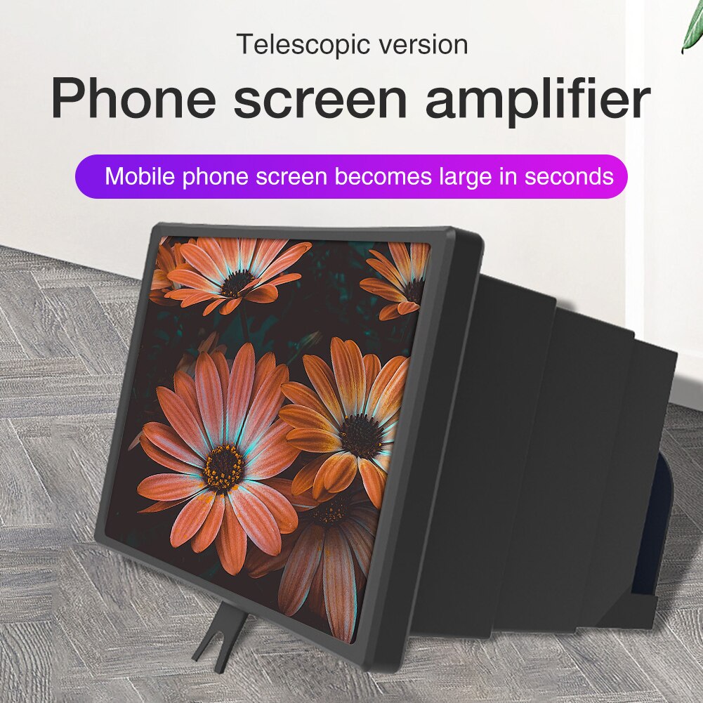 F10 3D 12 Cal telefon komórkowy lupa 5-8 razy ABS pcv obiektyw trwały teleskopowy wielofunkcyjny czarny telefon powiększenie ekranu