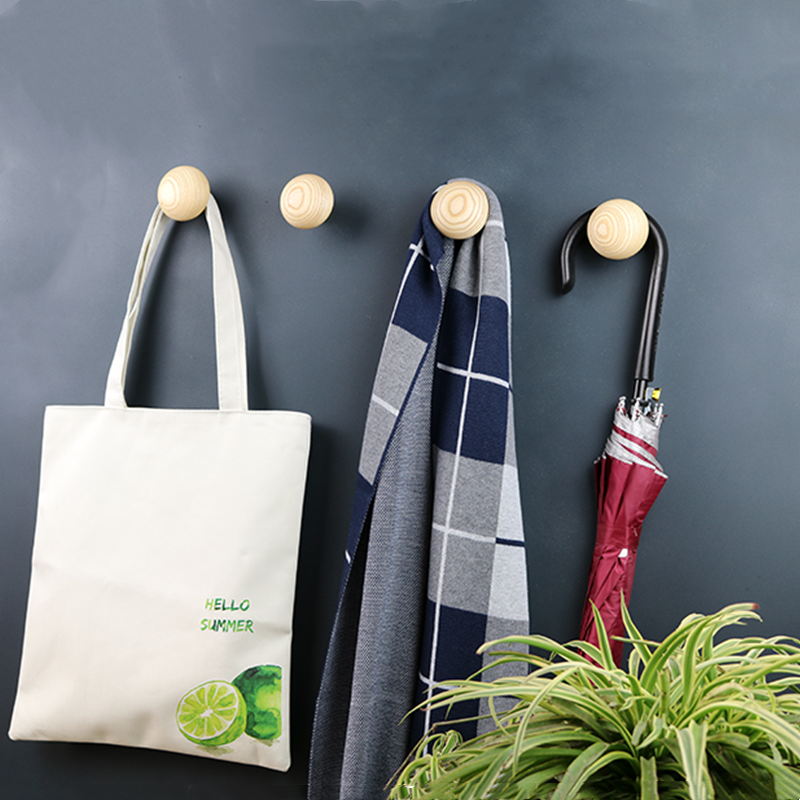 Walnoot Ronde Vorm Kleerhanger Muur Gemonteerde Kapstok Decoratieve Sleutelhouder Hoed Sjaal Handtas Opslag Hanger Badkamer Rack