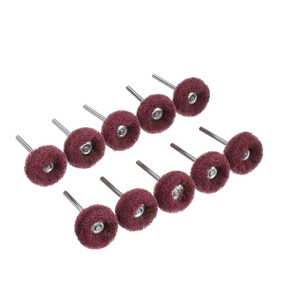 Mini cepillo abrasivo para taladro, rueda de pulido de nailon con vástago de 3mm para herramienta rotativa Dremel, juego de accesorios, 10 unids/paquete: red