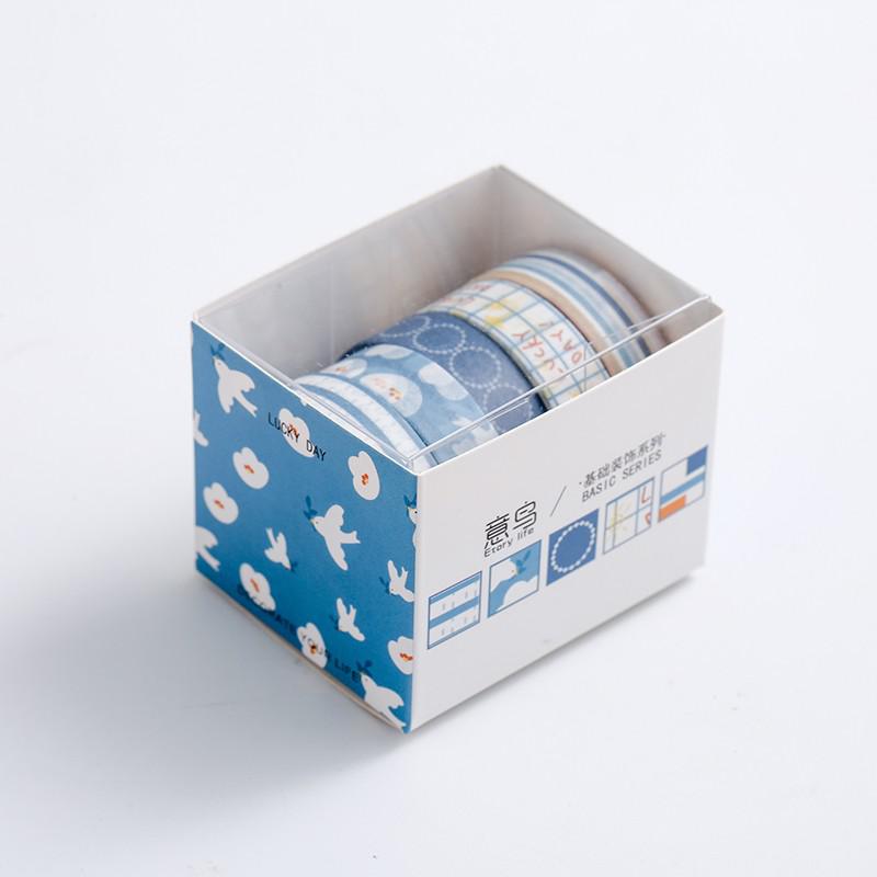 5 Pcs Geometric Patterns Series Washi Masking Tape Adhesive Crafts Tape For Diy Planner Journal Decorative Wrapping: E