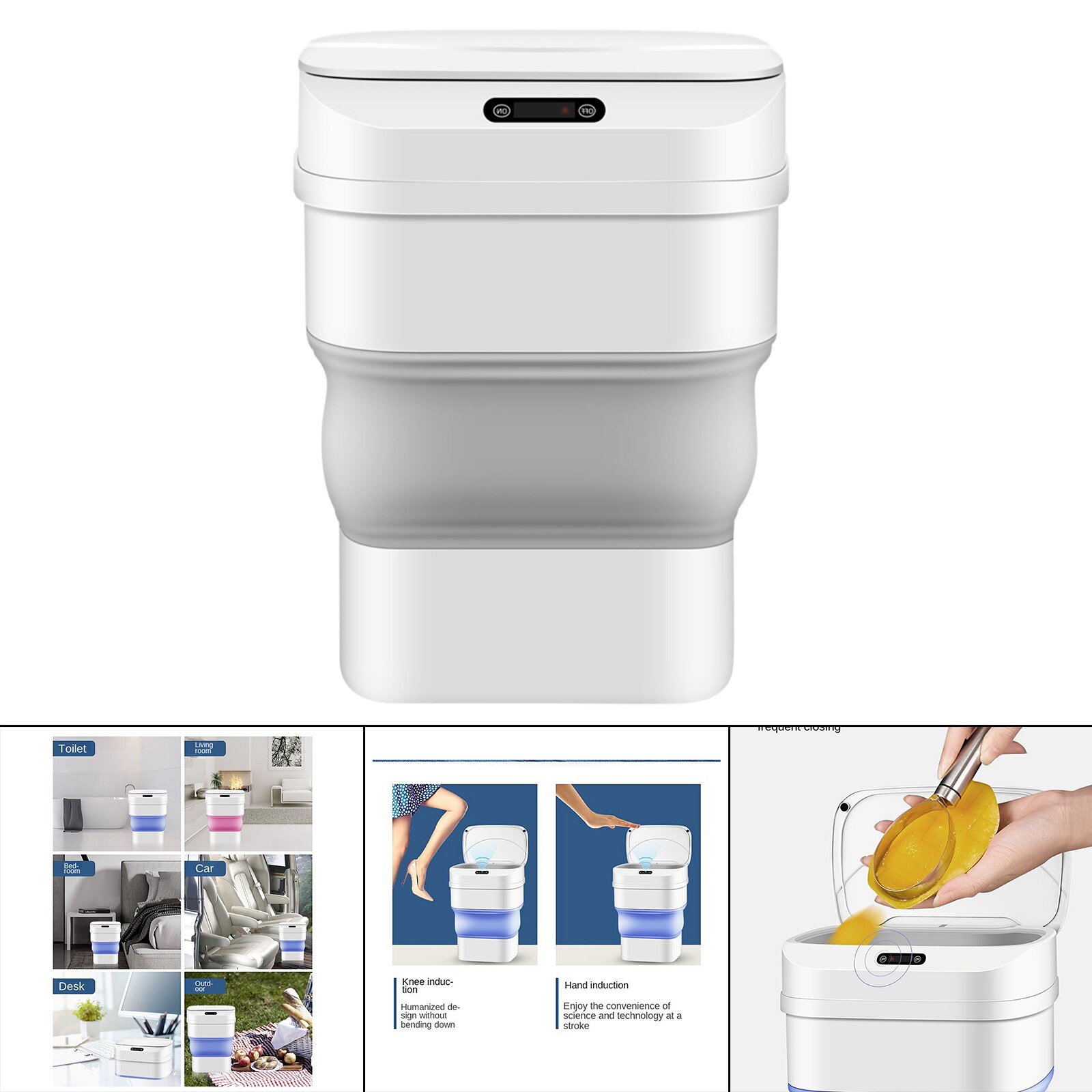 Automatische Prullenbak Vuilnisbak Contactloze Grote Capaciteit Intelligente Vuilnisbak Voor Slaapkamer Afval Papier Bin: Silver Grey