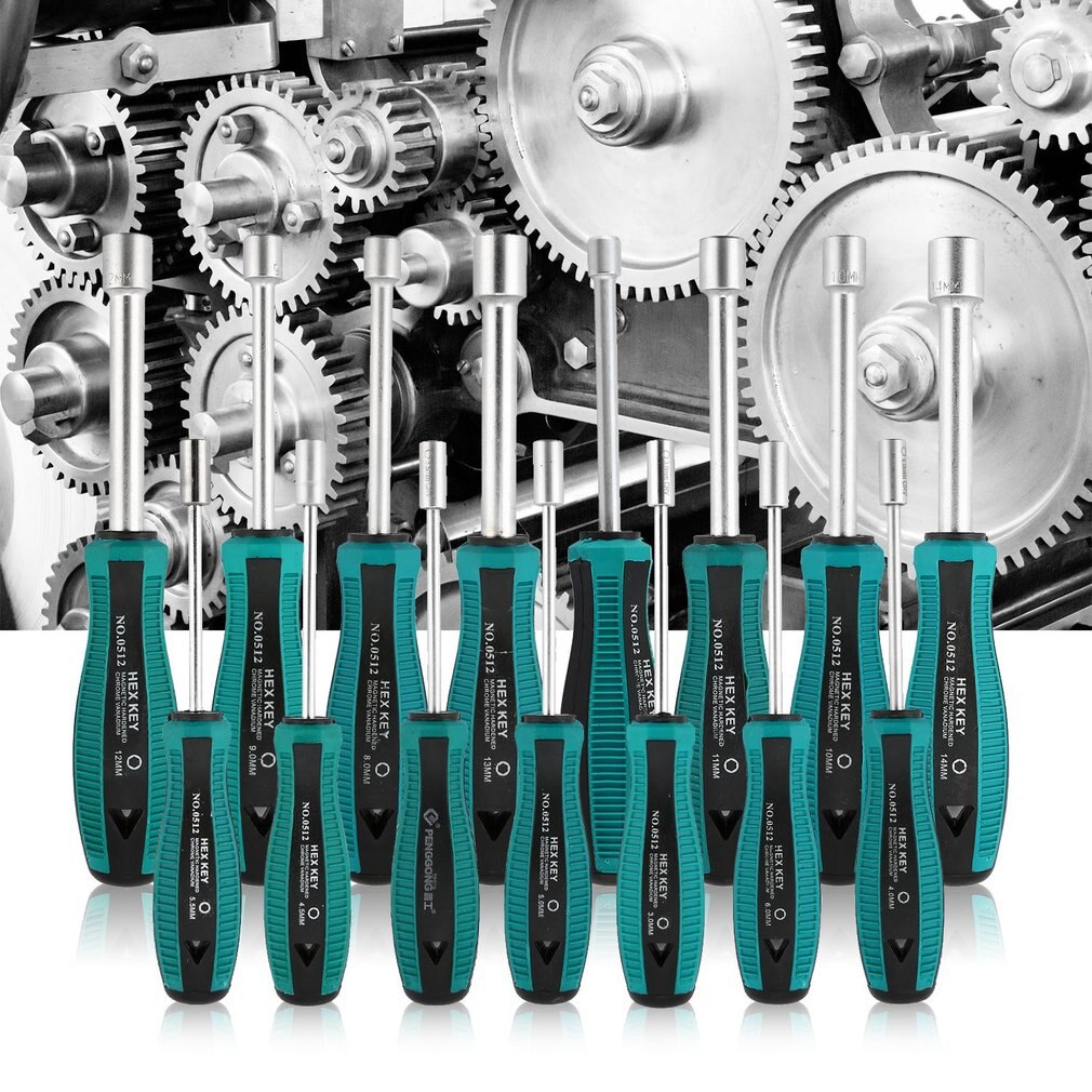 H14 0512 Portable Hex Socket Sleeve Metal Socket Driver Wrench Screwdriver Hex Nut Key Nut Driver Hand Tool