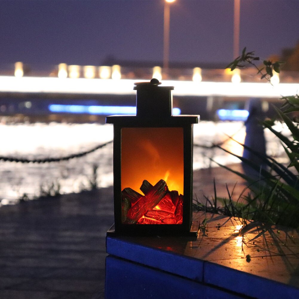 1 Pcs Fireplace LED Burning Effect Lantern Light Lamp Durable For Garden Lawn Bedroom WWO66