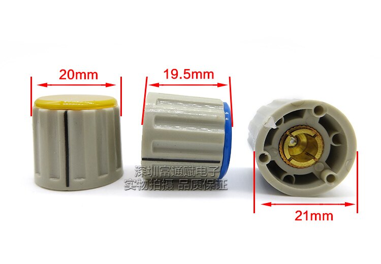 5 sztuk gałka przełącznik potencjometru kapturek przełącznika 110E etui z klapką śruba blokująca czerwony żółty niebieski szary otwór wewnętrzny 6. 4MM otwór wewnętrzny