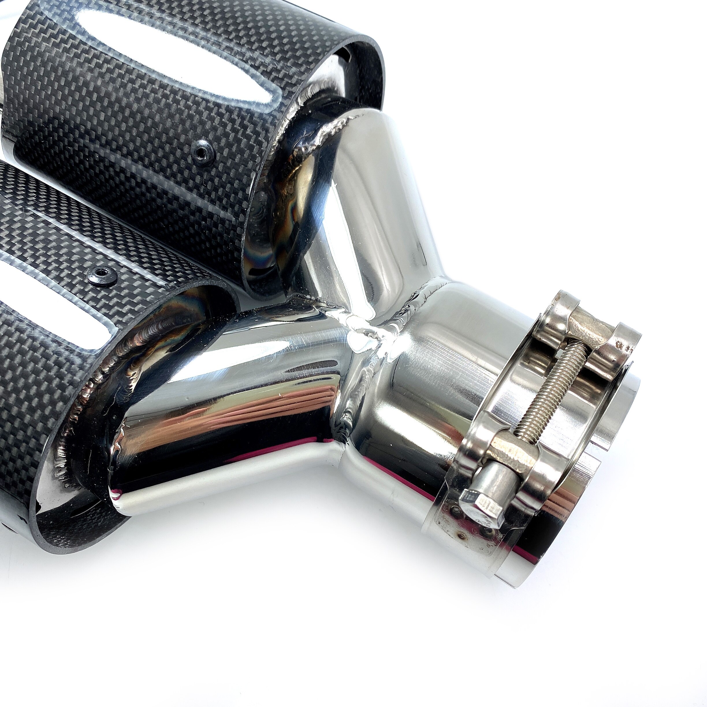 1PCS Universal DUAL Exhaust Tip Glossy carbon fiber exhaust pipe tail quad exhaust muffler tip