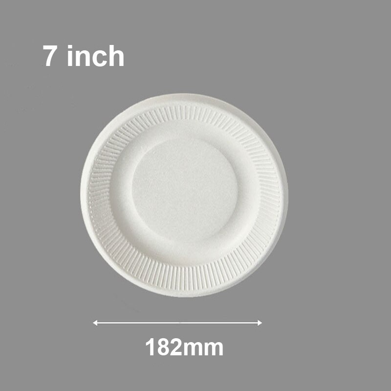 20/50Pcs Disposable Food Containers for Restaurants Microwavable Biodegradable Natural Bagasse Take Away Food Box Packaging: Plate 7 inch / 50pcs