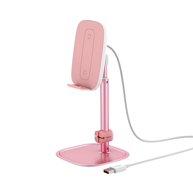 Baseus 15W Draadloze Charger Stand Voor Iphone Samsung Xiaomi Verstelbare Tablet Stand Desktop Mobiele Telefoon Houder Voor Ipad Pro air: pink