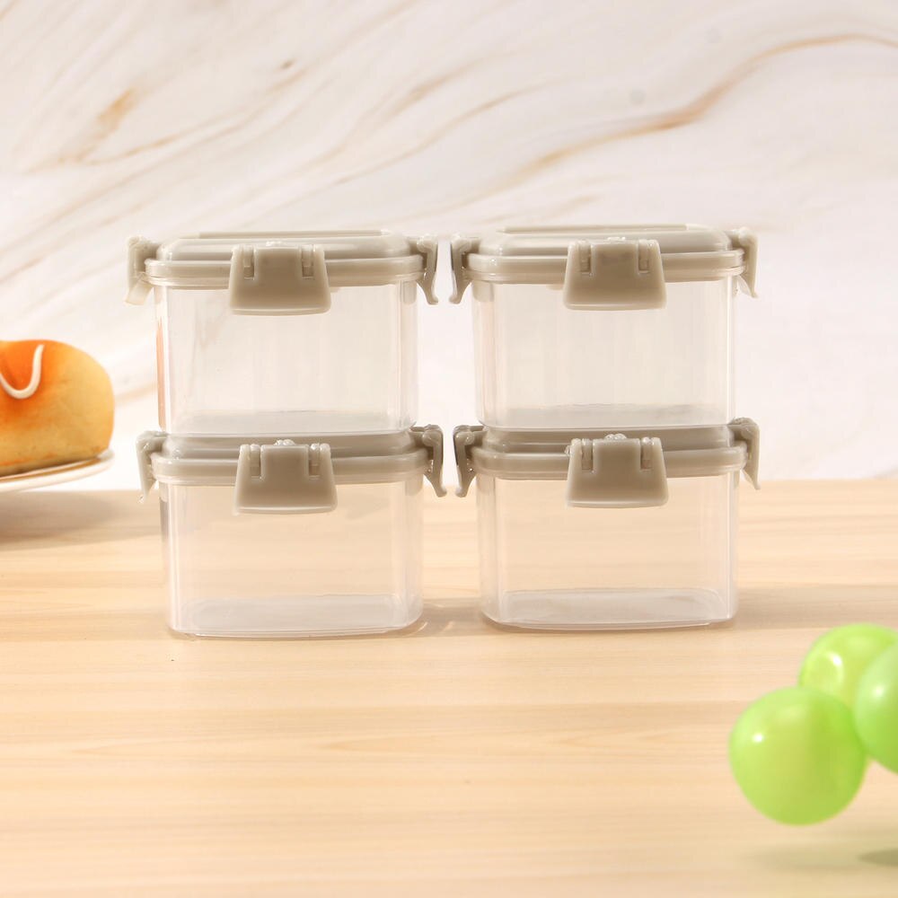 4PCS/Set Portable Mini Sauce Seasoning Box Dispenser Transparent Spices Bottle with Lid Salt Spice Jar Sauce Squeeze Bottle