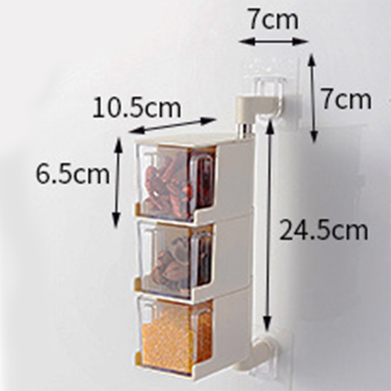 Multi-Tier 360 Degree Rotating Wall Mount Spice Rack Seasoning Storage Box Jars Organizer Condiment Containers Kitchen Tools(3