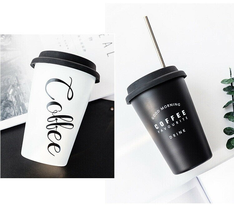 Reusable Ceramic Letter Travel Mugs Silicone Lid Bone China Cups Travel Mug Tea Coffee Portable Cups